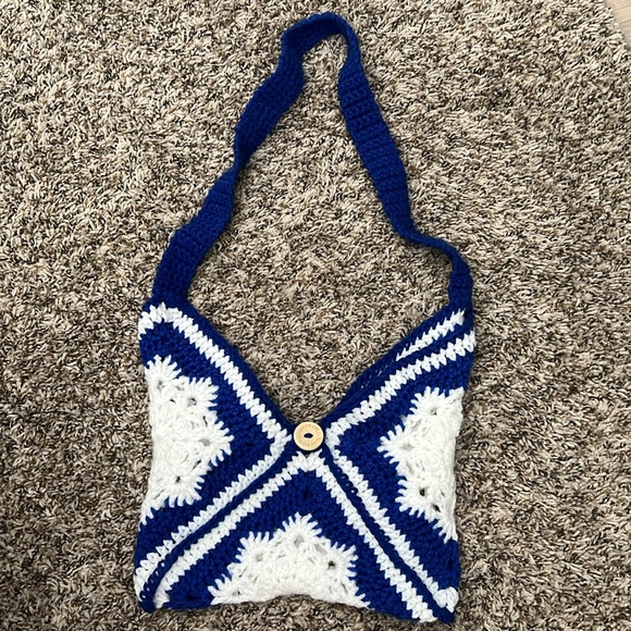 Handmade 💙❄️ blue snowflake shoulder bag - Picture 2 of 8